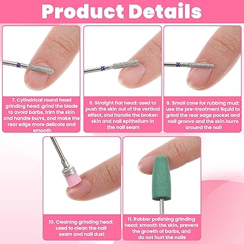 oruola مجموعة رؤوس مثقاب الأظافر Oruola 11 قطعة لتجميل الأظافر - Image 5