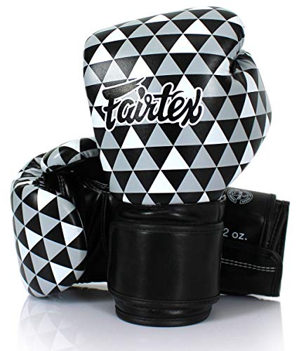 Fairtex BGV14 Muay Thai Boxing Microfibre Gloves for Men Women Kids MMA Gloves Kickboxing Gym Workout Premium Quality Light Weight Shock Absorbent Boxing Gloves Black Prism14oz - Image 1