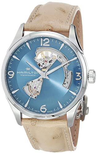 Hamilton Watch Jazzmaster Open Heart Swiss Automatic Watch 42mm Case, Blue Dial, Beige Leather Strap (Model: H32705842) - Image 4