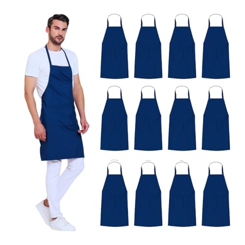 uniformer Apron for Men and Women | Durable & Stylish for Kitchen, Restaurant, Cafes | Ideal for Chefs, Bakers & Home Cooks | Easy to Clean | Unisex Design (Blue_Pack of 12) - Image 1