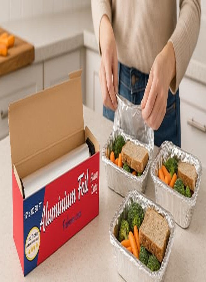 Foilman Thick & Heavy Duty Aluminum Foil Roll with Sturdy Corrugated Cutter Box, Food Safe Cling Wrap for Cooking, Baking, Roasting, Grilling, Freezer Storage - Durable Kitchen Use - 12 in x 300 sq ft - Image 2
