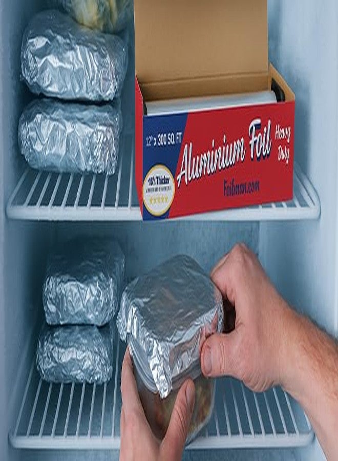 Foilman Thick & Heavy Duty Aluminum Foil Roll with Sturdy Corrugated Cutter Box, Food Safe Cling Wrap for Cooking, Baking, Roasting, Grilling, Freezer Storage - Durable Kitchen Use - 12 in x 300 sq ft - Image 4