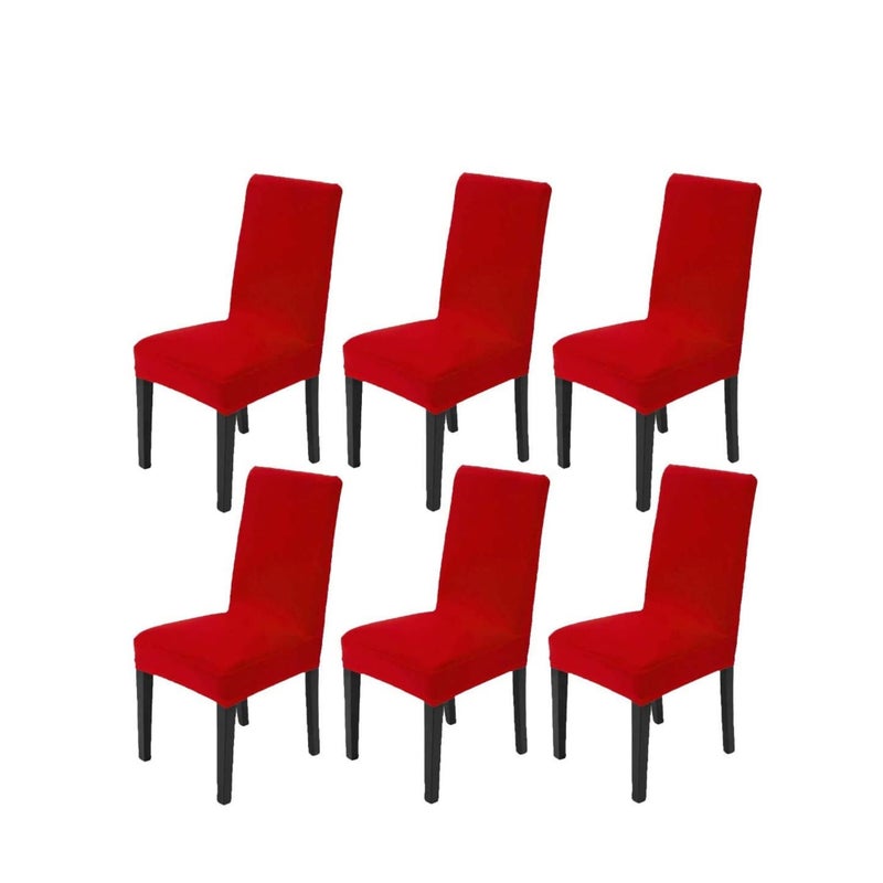 Barakah Chair Covers for Dining Room Set of 6 Soft Stretch Chair Protectors Slipcovers Removable and Washable Red - Image 1