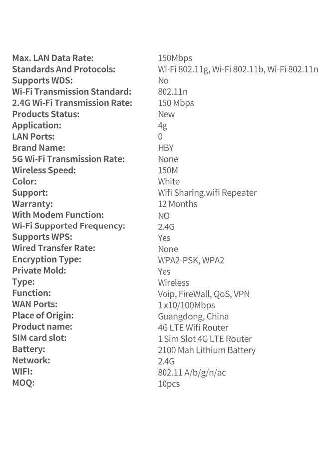 general WiFi Router Modem Router WiFi SIM Card WiFi LTE 3G/4G Router Mini Car Wireless Portable Unlock Modem with SIM Card Slot WiFi Router (White) - Image 5