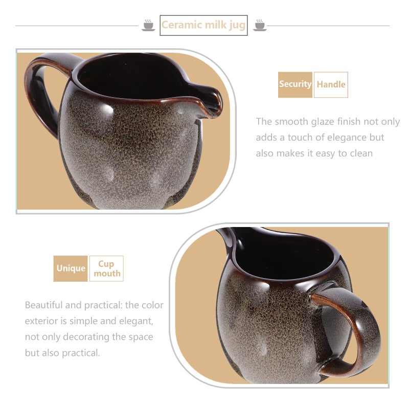 Creative Gray Scale Pattern Ceramic Milk Pitcher with Spout for Coffee and Sauce Serving - Image 4