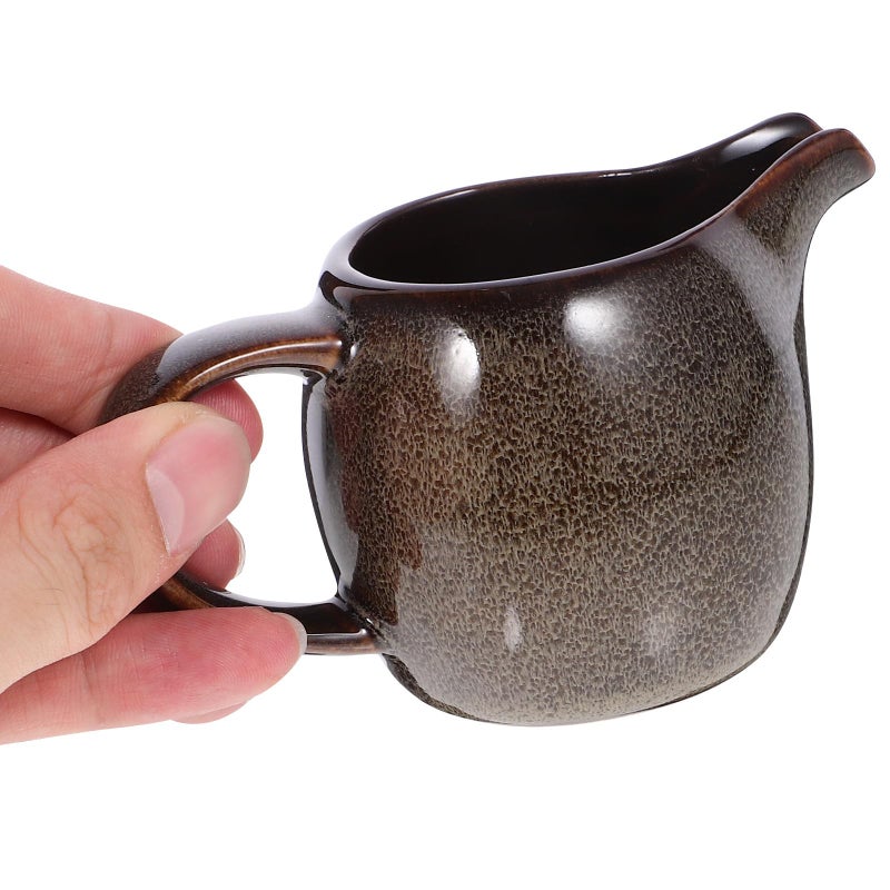 Creative Gray Scale Pattern Ceramic Milk Pitcher with Spout for Coffee and Sauce Serving - Image 5