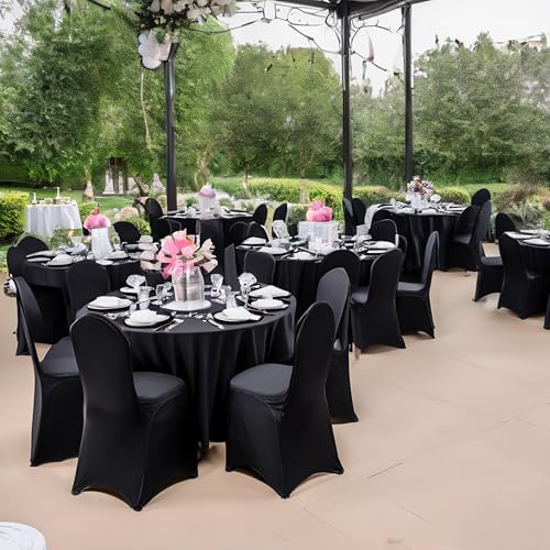 Craft And Party 50 Pack Black Spandex Chair Covers – Stretch Polyester Slipcovers for Wedding, Banquet, Party & Dining Chairs – Flat Front Design, Universal Fit - Image 5