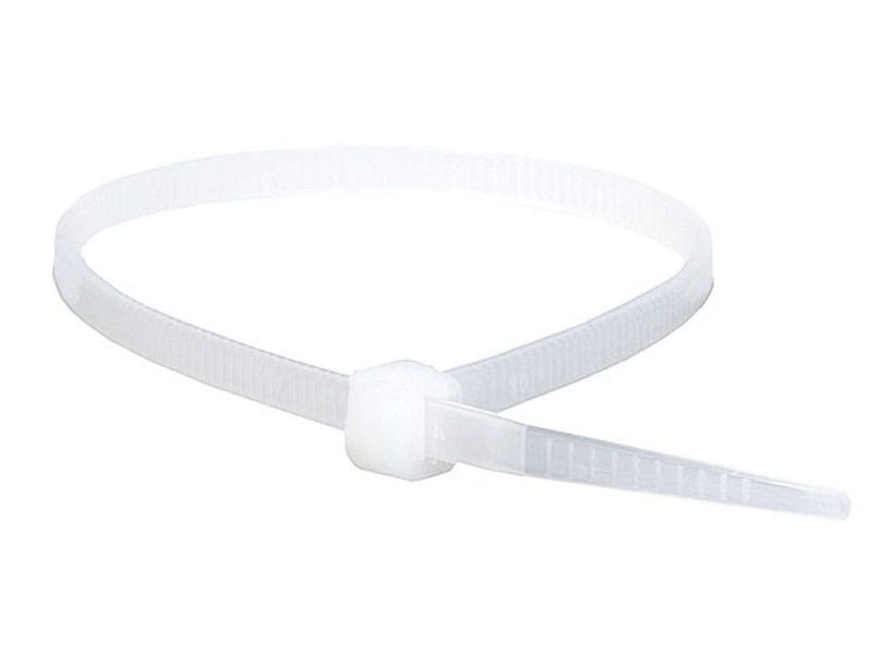 Monoprice Cable Tie 8 inch 40LBS, 100pcs/Pack - White - Image 1