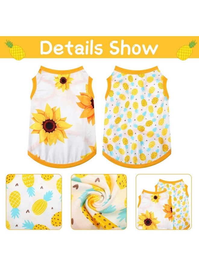Frienda 4 Pieces Pet Clothes Set Include 2 Pieces Cute Pet Dress Lovely Dog Dress and 2 Pcs Breathable Dog T Shirt Puppy Clothes(Pineapple, Sunflower,X-Large) - Image 3