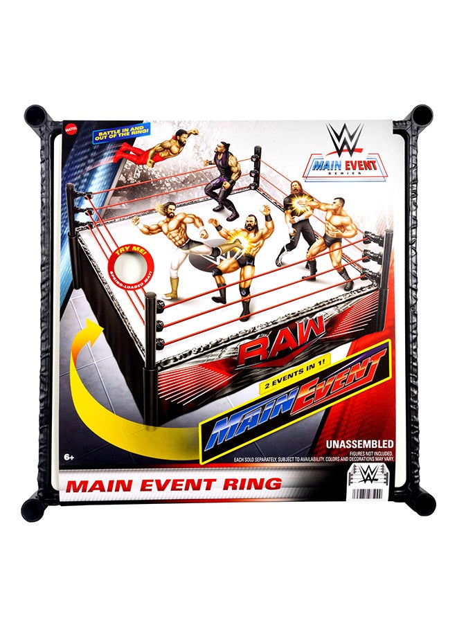 WWE Mattel WWE Superstar Ring with Labels for Main Event & RAW, Spring-Loaded Ring Mat & Pro Tension Elastic Ring Ropes  - Image 4