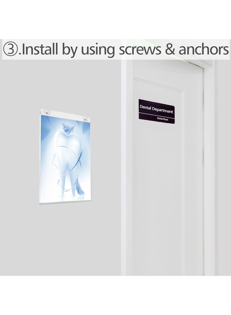 TPGP Acrylic Wall Sign Holder 8.5x11 Vertical - Clear Plastic Ads Frame for Paper, with 3M Tape and Mounting Screws (6 Pack) - Image 2
