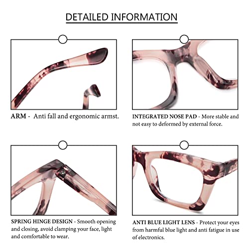 REAVEE 3 Pack Oprah Style Reading Glasses for Women Blue Light Blocking, Oversized Cute Square Computer Readers with Spring Hinge 1.5 - Image 4