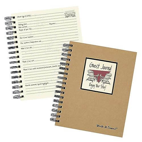 Write it Down series by Journals Unlimited, Guided Journal, Guest Journal, Enjoy Your Stay!, Full-size 7.5"x 9", Kraft Hard Cover, Made in USA - Image 1