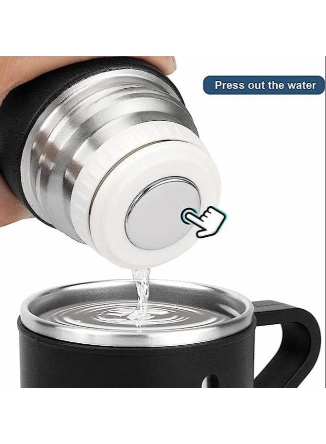 Set Of Vacuum Flask Bottle 500Ml Thermal Stainless Steel With 3 Cups 12 Hours Hot And Cold Insulated Travel Beverage Flask Portable Water Bottle For Outdoor, Office and School (gray)  - Image 5