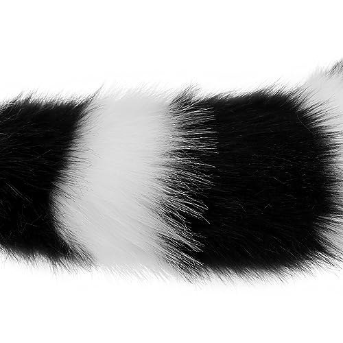 JUNBOON Faux Fur Tail for Cosplay Halloween Party Costume (1-black white) - Image 4