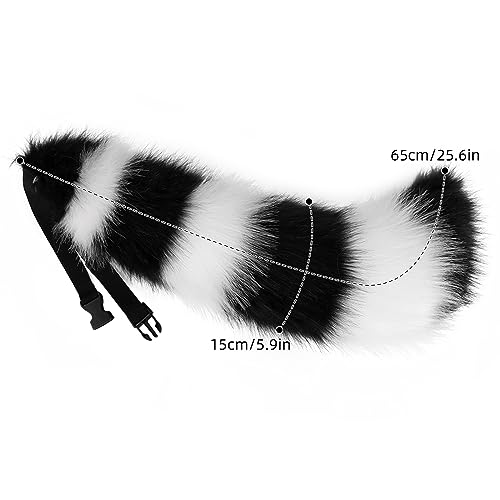 JUNBOON Faux Fur Tail for Cosplay Halloween Party Costume (1-black white) - Image 2