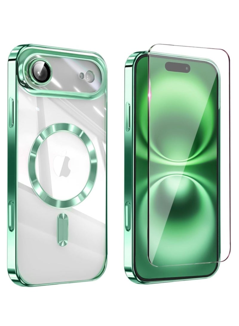 بورتوني جراب iPhone 17 Air Case رفيع شفاف فاخر مع زجاج مقوى عالي الدقة لهاتف iPhone 17 Air متوافق مع جراب MagSafe المقاوم للصدمات لهاتف iPhone 17 Air مقاس 6.5 بوصة - Image 1