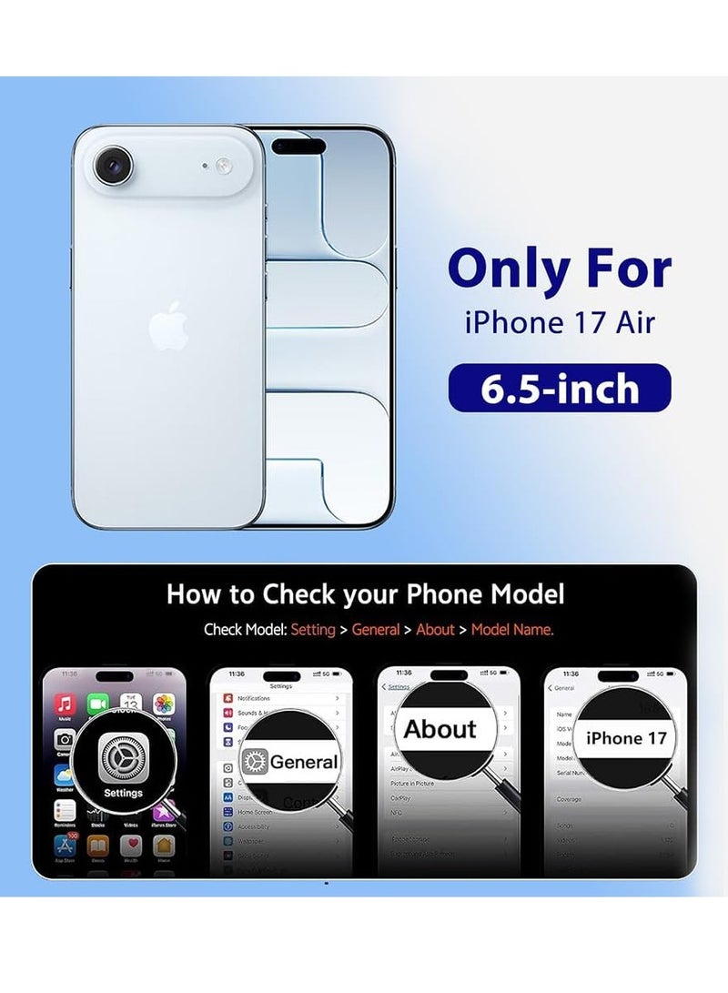 بورتوني جراب iPhone 17 Air Case رفيع شفاف فاخر مع زجاج مقوى عالي الدقة لهاتف iPhone 17 Air متوافق مع جراب MagSafe المقاوم للصدمات لهاتف iPhone 17 Air مقاس 6.5 بوصة - Image 2