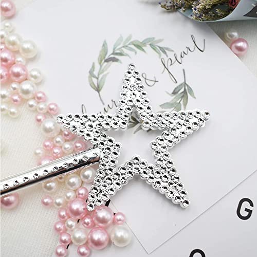 UOUYOO Silver 13 Inches Star Wand Angel Wand Sticks Princess Wand Fairy Wand Plating Wand Silver Star Wands for Halloween, Christmas, Thanksgiving, Holiday Shows - Image 5