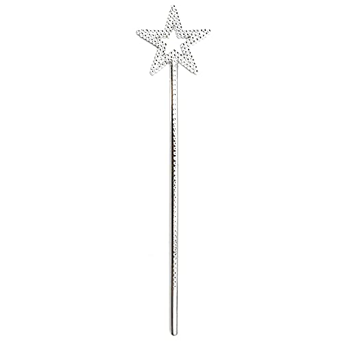 UOUYOO Silver 13 Inches Star Wand Angel Wand Sticks Princess Wand Fairy Wand Plating Wand Silver Star Wands for Halloween, Christmas, Thanksgiving, Holiday Shows - Image 1