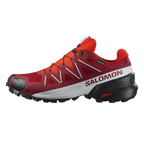 Salomon Men’s Speedcross GTX, Waterproof Trail Running Shoes - Red Dahlia/White/Black - 9.5 Medium - Image 1