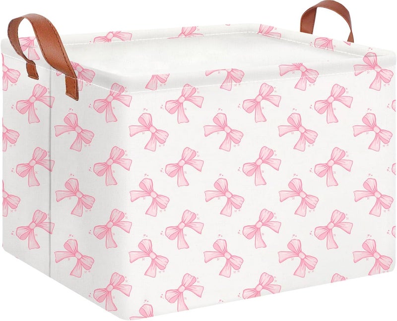 CLOCOR سلة تخزين مستطيلة فارغة، سلة هدايا، صندوق تخزين مقاوم للماء مع مقابض، ديكور غرفة (رباط نجمي) - Image 1