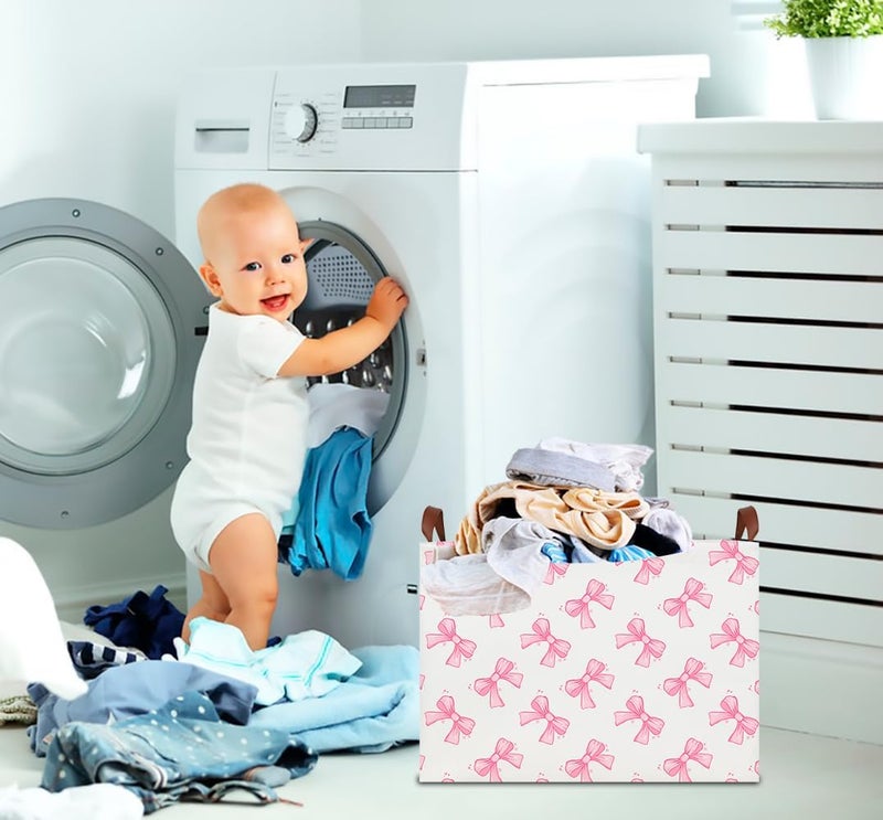 CLOCOR سلة تخزين مستطيلة فارغة، سلة هدايا، صندوق تخزين مقاوم للماء مع مقابض، ديكور غرفة (رباط نجمي) - Image 4