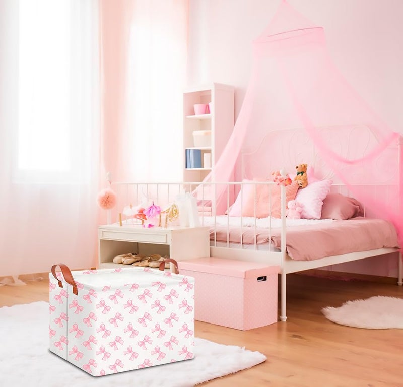 CLOCOR سلة تخزين مستطيلة فارغة، سلة هدايا، صندوق تخزين مقاوم للماء مع مقابض، ديكور غرفة (رباط نجمي) - Image 3