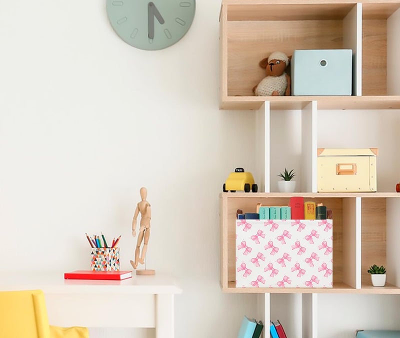 CLOCOR سلة تخزين مستطيلة فارغة، سلة هدايا، صندوق تخزين مقاوم للماء مع مقابض، ديكور غرفة (رباط نجمي) - Image 5