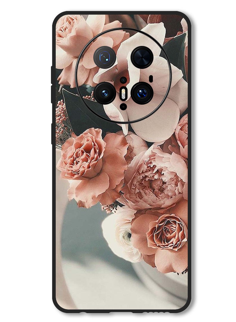 Theodor Case Compatible with Huawei Mate 70 Pro/ 70 Pro + Protection Shockproof Bumper Cover Peach Roses - Image 1