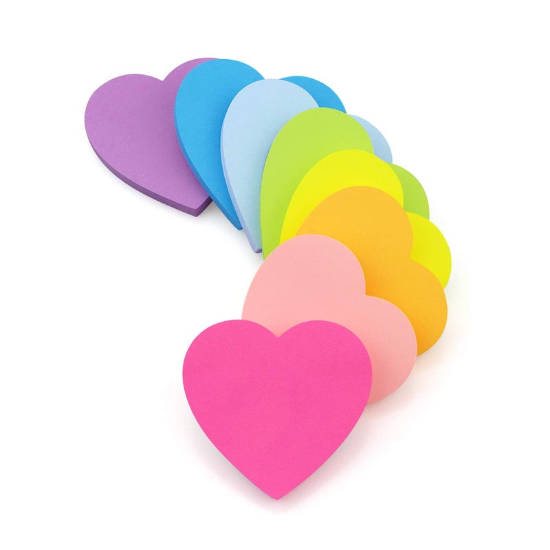 SIMONA Heart Shape Sticky Notes 8 Color Bright Colorful Sticky Pad 75 Sheets/Pad Self-Sticky Note Pads - Image 1