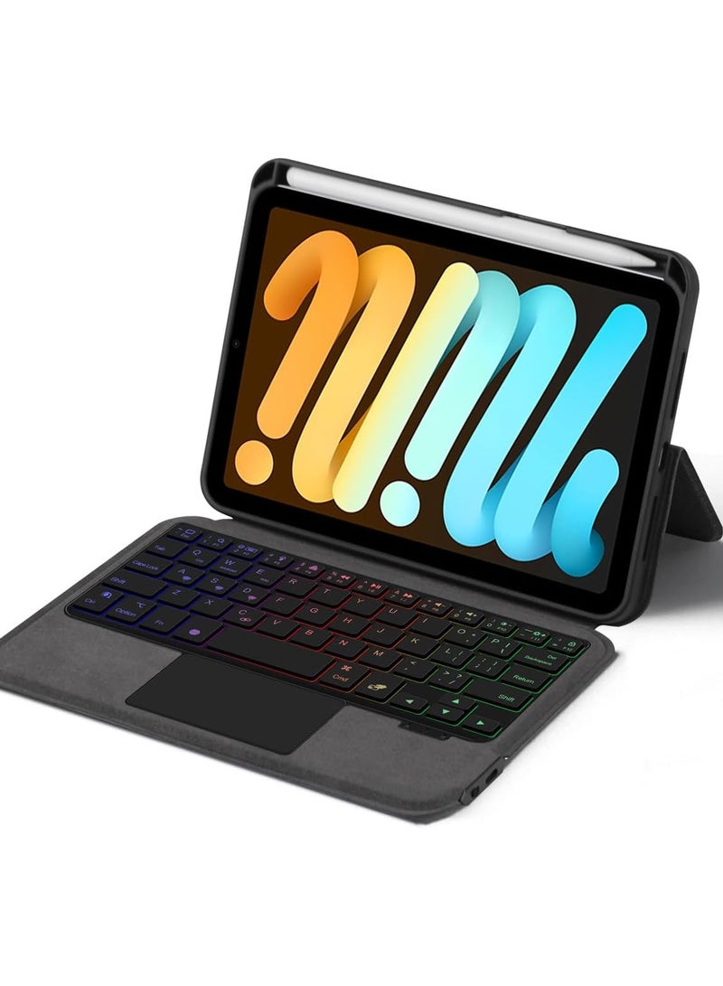Integrated Touched Keyboard Case For iPad Mini 7 A17 Pro, iPad Mini 7th/6th Generation (2024/2021),Magic Backlight Bluetooth Keyboard Holster