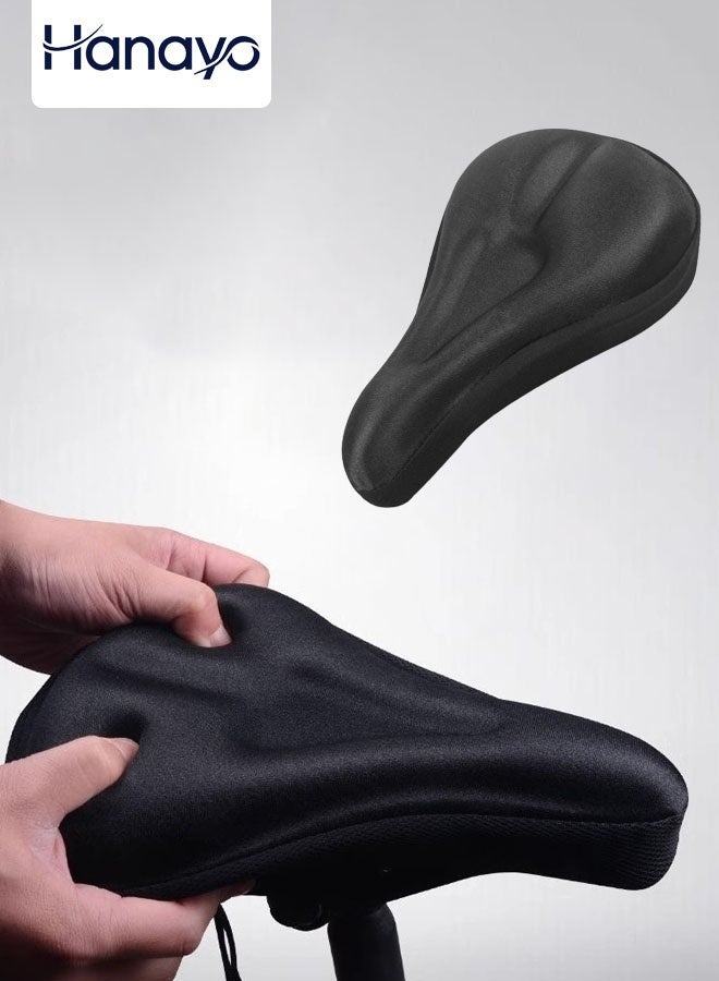 Hanayo Bike Seat Cushion Cover Soft Padded Bicycle Seat Covers Cushion for Bicycle Saddles Seat Cover for Men Women Comfort Compatible with Stationary and Exercise Bikes(Black) - Image 1
