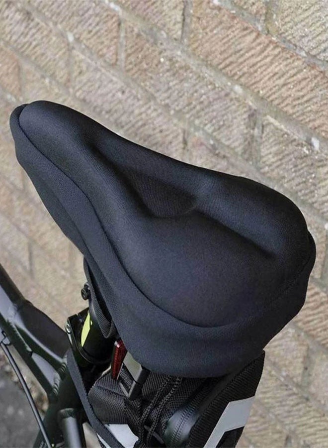 Hanayo Bike Seat Cushion Cover Soft Padded Bicycle Seat Covers Cushion for Bicycle Saddles Seat Cover for Men Women Comfort Compatible with Stationary and Exercise Bikes(Black) - Image 2