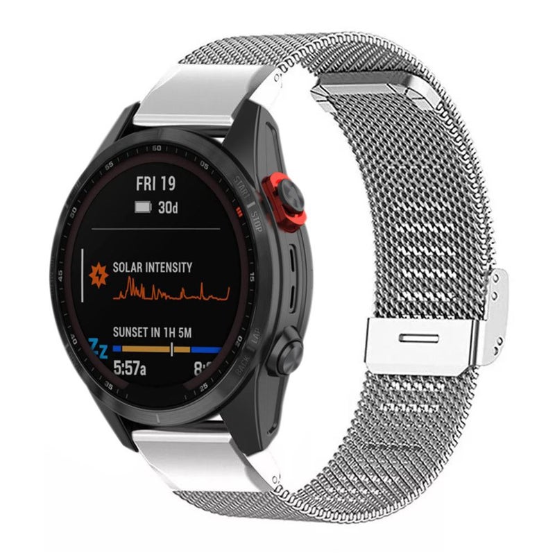 S-TOP For Garmin Fenix 8/7X/6X/5X 26mm xDfind Milanese Metal Buckle Watch Band(Silver) - Image 1