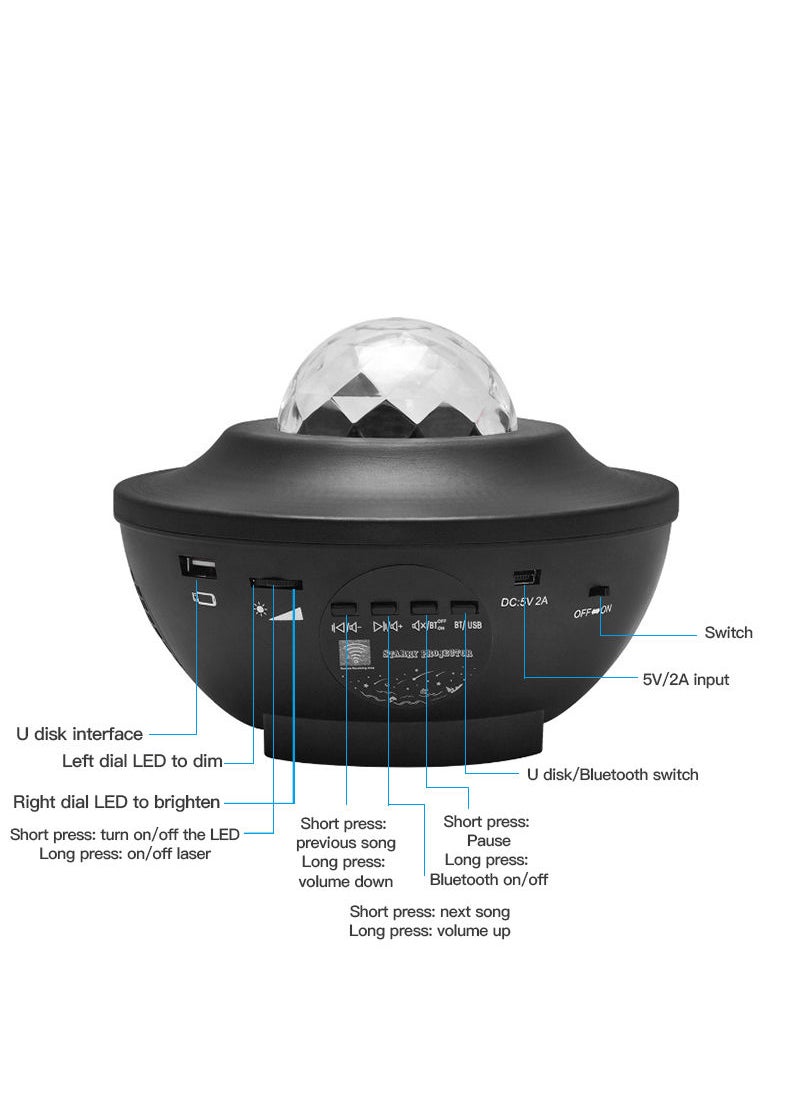 Sharpdo Sharpdo Bluetooth Music Atmosphere Light, Star Projection Light Star, Water Pattern Light, LED Night Lamp  - Image 5