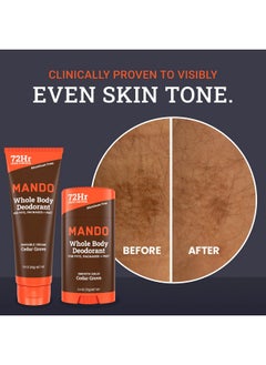 Mando Mando Whole Body Deodorant - Invisible Cream Tube and Solid Stick - 72 Hour Odor Control - Aluminum Free, Baking Soda Free, Skin Safe - 3.0 Ounce Tube and 2.6 Ounce Solid Stick Bundle - Cedar Grove  - Image 5