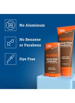 Mando Mando Whole Body Deodorant - Invisible Cream Tube and Solid Stick - 72 Hour Odor Control - Aluminum Free, Baking Soda Free, Skin Safe - 3.0 Ounce Tube and 2.6 Ounce Solid Stick Bundle - Cedar Grove  - Image 3