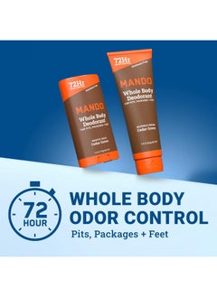Mando Mando Whole Body Deodorant - Invisible Cream Tube and Solid Stick - 72 Hour Odor Control - Aluminum Free, Baking Soda Free, Skin Safe - 3.0 Ounce Tube and 2.6 Ounce Solid Stick Bundle - Cedar Grove  - Image 2
