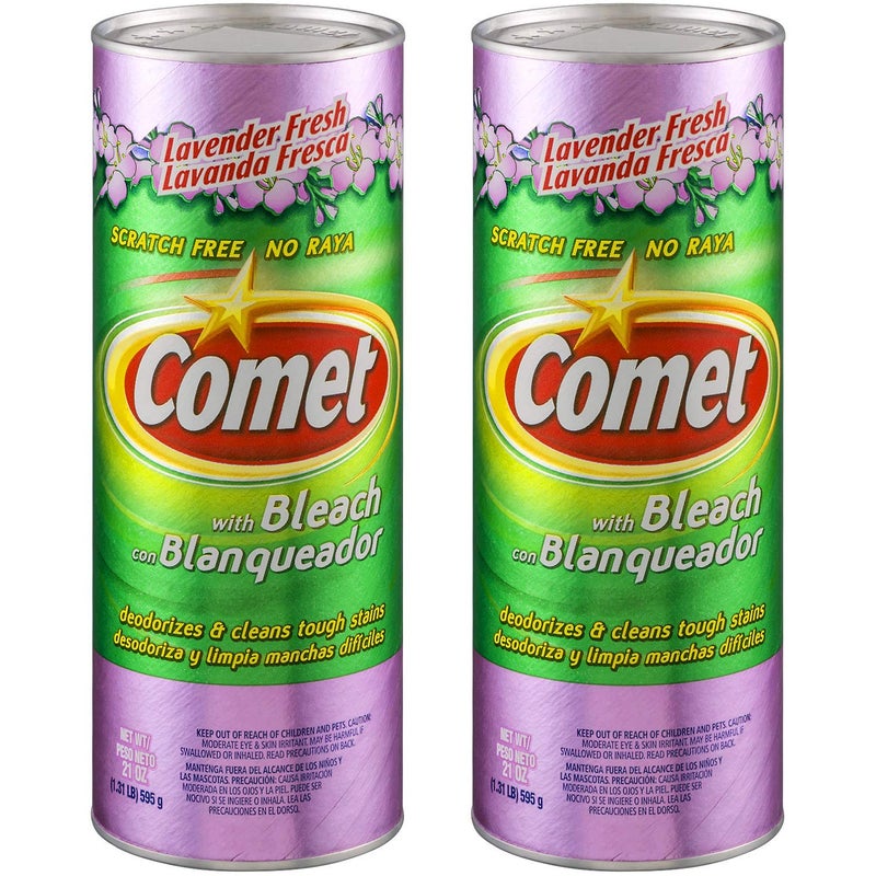 Comet Cleaner with Bleach Powder, Lavender Fresh, 21-Ounces, Scratch-Free, 2-Pack - Image 1