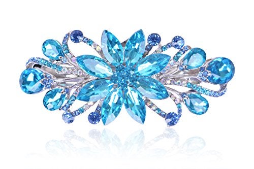 Sankuwen Flower Luxury Jewelry Design Hairpin Rhinestone Hair Barrette ClipAlso Perfect Mothers Day Gifts for Mom Sky Blue