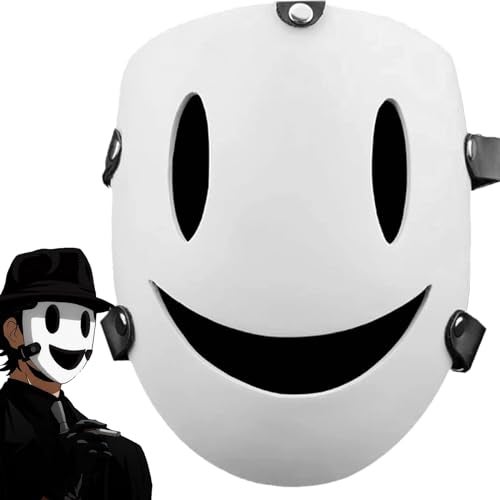 CAFELE High-Rise Invasion Cosplay Mask - Tenkuu Shinpan White Smile Resin Mask for Halloween Costume - Image 1