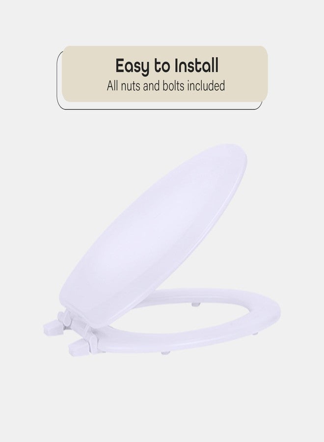 Achim Elongated Wood Toilet Seat, White - 19 Inch - Fits All Elongated Size Fixtures - Easy to Install Fantasia by Achim Home Decor - Image 4