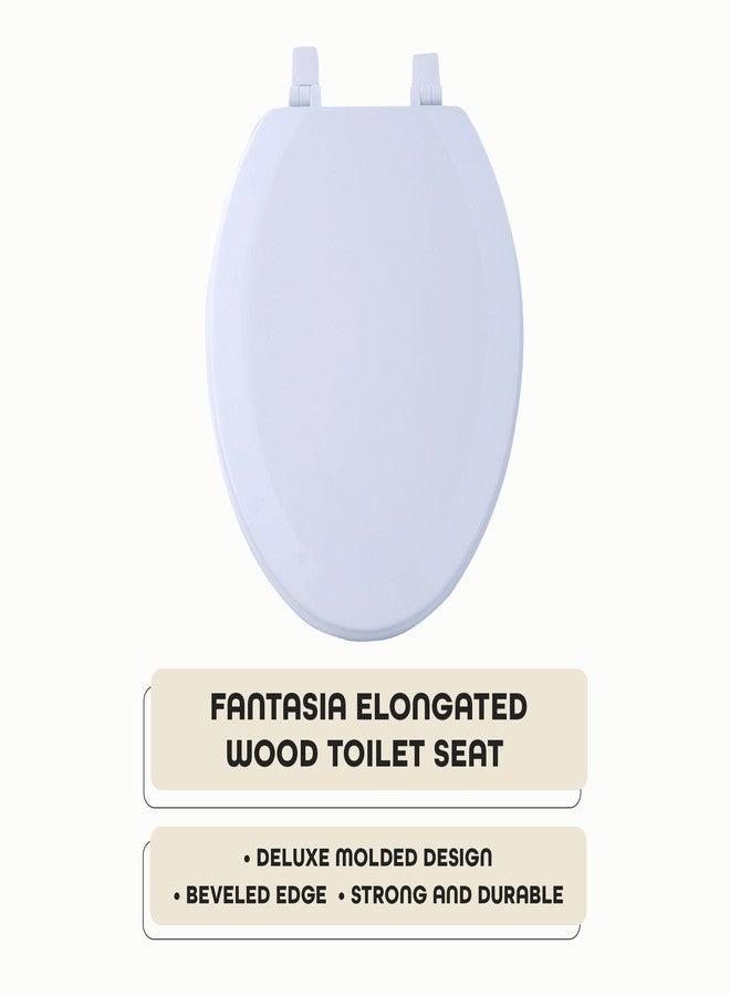 Achim Elongated Wood Toilet Seat, White - 19 Inch - Fits All Elongated Size Fixtures - Easy to Install Fantasia by Achim Home Decor - Image 2