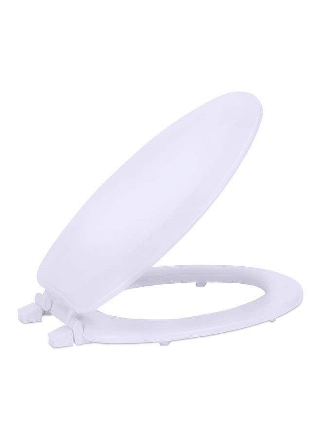 Achim Elongated Wood Toilet Seat, White - 19 Inch - Fits All Elongated Size Fixtures - Easy to Install Fantasia by Achim Home Decor - Image 1