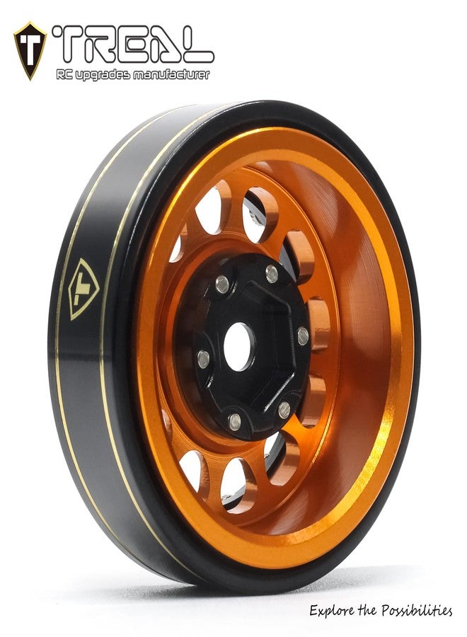 TREAL 1.0 Beadlock Wheels 12 Spokes Classic Rims (4P) for SCX24 AX24 FCX24 TRX4M 1/24 1/18 Crawler Car-Type I(Orange) - Image 3