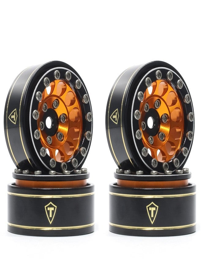 TREAL 1.0 Beadlock Wheels 12 Spokes Classic Rims (4P) for SCX24 AX24 FCX24 TRX4M 1/24 1/18 Crawler Car-Type I(Orange) - Image 1