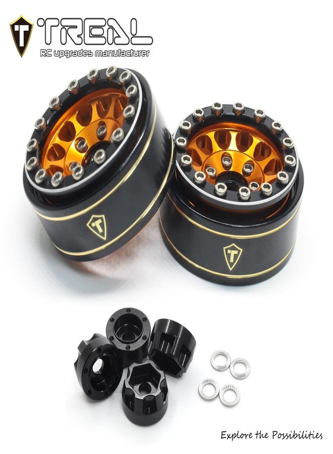 TREAL 1.0 Beadlock Wheels 12 Spokes Classic Rims (4P) for SCX24 AX24 FCX24 TRX4M 1/24 1/18 Crawler Car-Type I(Orange) - Image 2