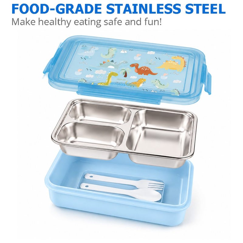 BonBon - Stainless Steel 3 Compartments Lunchbox - Dinos - Image 3