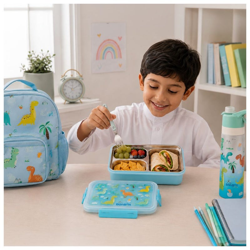BonBon - Stainless Steel 3 Compartments Lunchbox - Dinos - Image 2